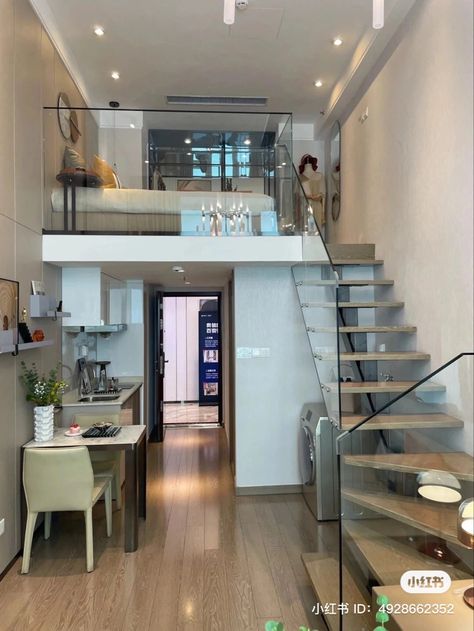 Loft Houses, Small Loft Apartments, Apartment Designs, Loft House Design, Small Room Design Bedroom, Tiny House Interior Design, Loft Interior Design, Tiny House Loft, Apartment Decoration