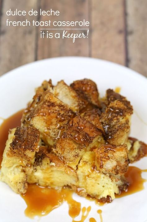 Dulce de Leche French Toast Casserole Recipe – an easy make ahead breakfast | It is a Keeper.com Brioche French Toast Casserole, Easy Make Ahead Breakfast, French Toast Casserole Recipe, Toast Ideas, French Toast Waffles, Brioche French Toast, Crepes And Waffles, French Toast Casserole Recipes, Delicious Slow Cooker Recipes