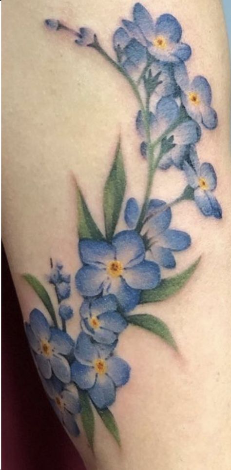 Blue Hummingbird Tattoo, Teal Flower Tattoo, Blue Flower Tattoos, Flower Leg Tattoos, Flower Vine Tattoos, Forget Me Not Tattoo, Ethereal Nature, Tattoo Ankle, Tattoo 2024