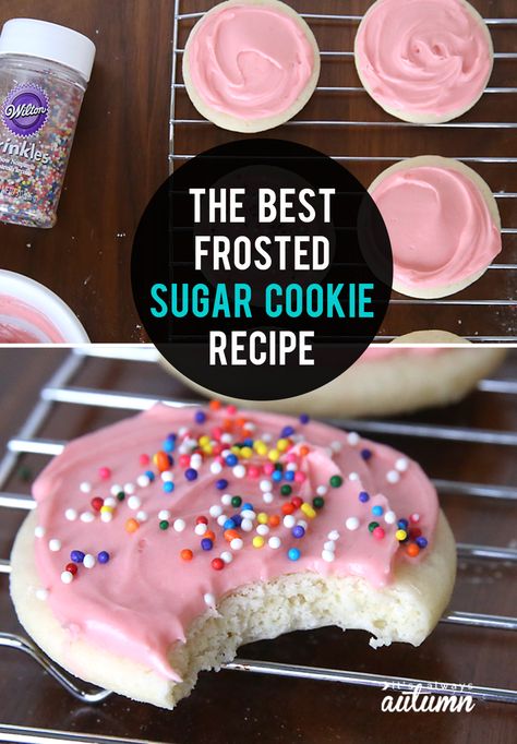 The very best soft sugar cookie + cream cheese frosting for sugar cookies Best Soft Sugar Cookie Recipe, Frosting For Sugar Cookies, Soft Sugar Cookie, Sugar Cookie Icing Recipe, Chewy Sugar Cookie Recipe, Soft Sugar Cookie Recipe, Cookie Icing Recipe, Perfect Sugar Cookies, Sugar Cookie Recipe Easy