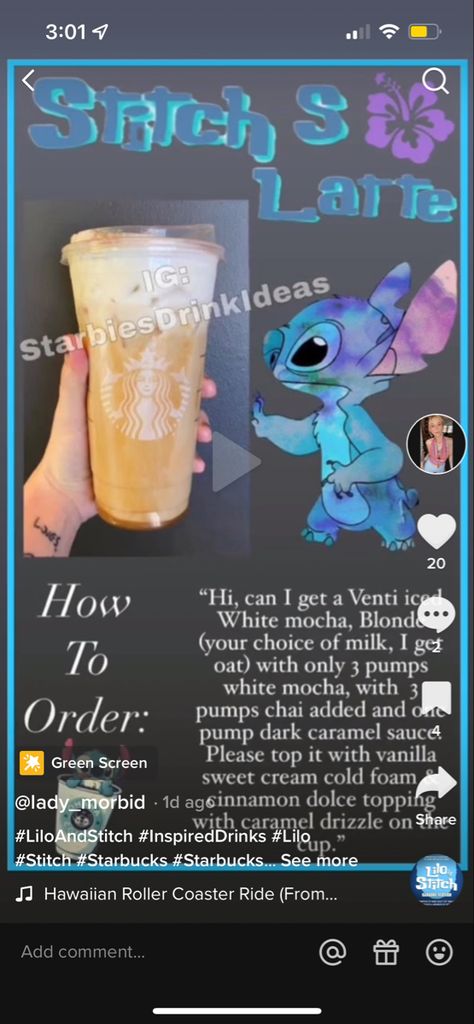 Stitch Starbucks Drink, Disney Princess Starbucks Drinks, Starbucks Drinks Disney, Disney Themed Starbucks Drinks, Disney Starbucks Drinks, Vampire Food, Starbucks Halloween Drinks, Starbucks Drink Menu, Starbucks Secret Menu Recipes