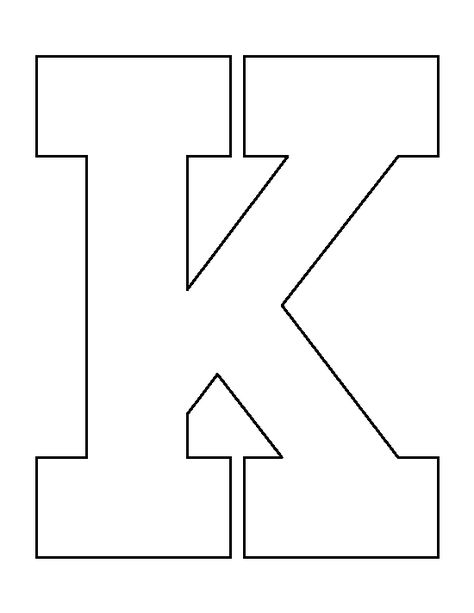 Letter K pattern. Use the printable outline for crafts, creating stencils, scrapbooking, and more. Free PDF template to download and print at http://patternuniverse.com/download/letter-k-pattern/ Letter K Template Free Printable, Letter K Printable, String Art Letters, Printable Outline, Letter Stencils Printables, Alphabet Letter Templates, Alphabet Letter Activities, Coloring Crafts, K Letter