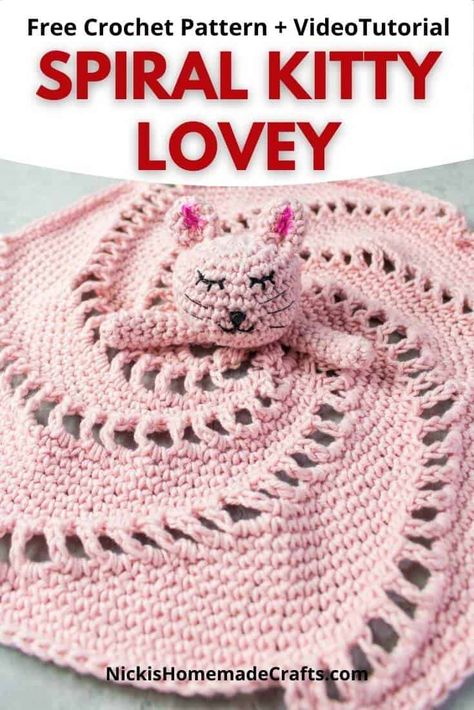 Easy Free Crochet Spiral Kitty Lovey Pattern. Learn to make this easy beginner security blanket crochet pattern step by step with a video tutorial. It only uses basic crochet stitches, single crochet stitches. The cozy uses 100% cotton yarn from WeCrochet. It's the perfect Baby shower gift for a newborn baby or toddler. January Crochet, Security Blanket Crochet Pattern, Crochet Washcloth Free Pattern, Crochet Lovey Free Pattern, Crochet Spiral, Crochet Kitty, Lovey Baby Blanket, Spiral Crochet, 15 January