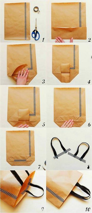 Paper bag with handle.. Diy Gift Bags Paper, Make Your Own Paper, Diy Paper Bag, Paper Bag Crafts, Sac Diy, Gift Bags Diy, Diy Papier, Brown Paper Bag, Paper Gift Bags