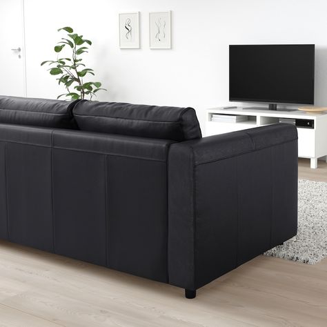 FINNALA Sleeper sofa, Grann/Bomstad black - IKEA Ikea Vimle Sofa, Sofa Bed Mechanism, Ikea Vimle, Sofa Back Cushions, Soft Sofa, Ikea Family, Leather Loveseat, Comfy Bed, Bed Slats