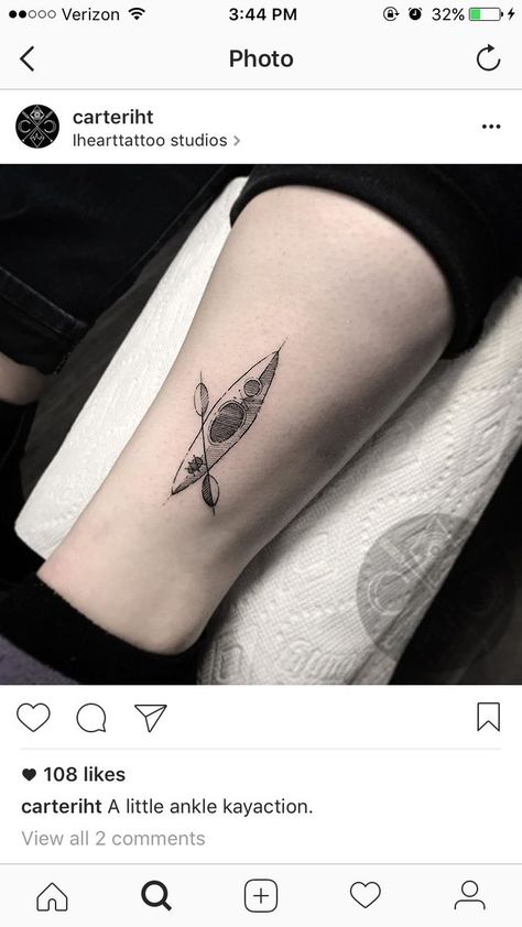 Small Kayak Tattoo, Kayak Tattoos For Women, Kayak Tattoo Ideas Simple, Kayak Tattoo Simple, Broke Tattoos, Yak Tattoo, Kayak Tattoo, Tattoos 2022, Kayak Ideas