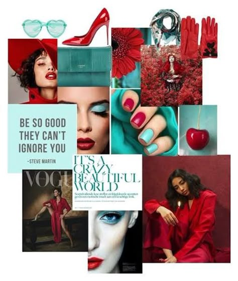 Red And Teal Outfit, Red Color Outfits, Teal Outfit, Color Theories, Moodboard Red, Teal Color Palette, Teal Outfits, Teal Branding, Salon Suites Decor