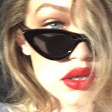 Red Lipstick, Black Sunglasses, Gigi Hadid, A Woman, Lips, Sunglasses, Red, Black