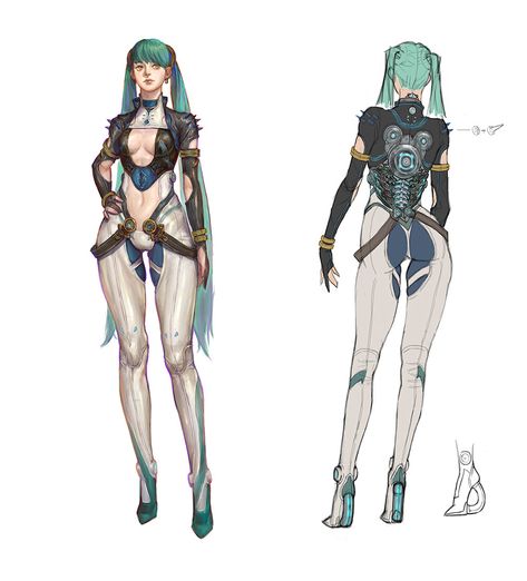 Scifi Bodysuit, Sci Fi Clothing, Cyberpunk Girl, Female Character Concept, Cyberpunk Fashion, Frame Arms Girl, Cyberpunk Character, Concept Art Character, Futuristic Fashion