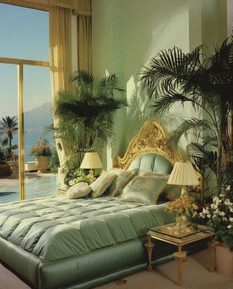 80s Interior Design, Green Aesthetic Luxury, 80s Home, Vintage Green Aesthetic, 80s Interior, 1980s Interior Design, Retro Interior Design, 1980s Interior, 90s Interior