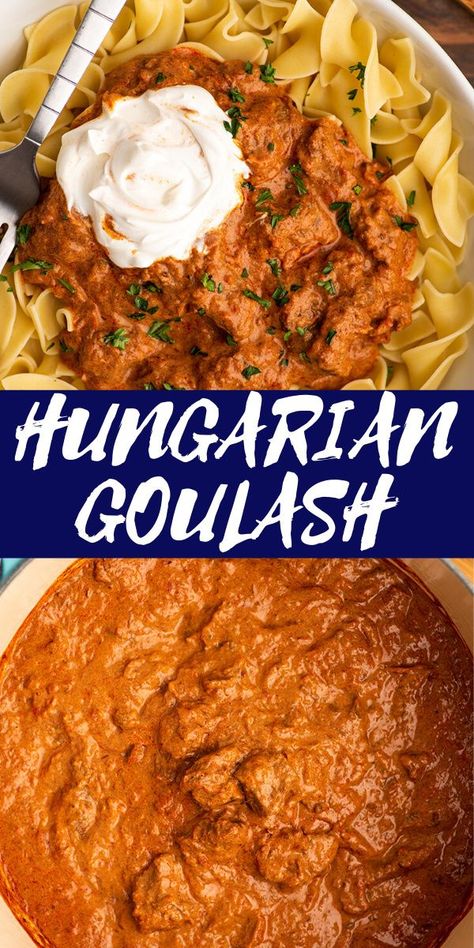 Hungarian Goulash With Sour Cream, Hungarian Beef Stroganoff, Creamy Goulash Recipes, Beef Stew Spices, Baking Mischief, Keto Meats, Pork Goulash, Garlic Parmesan Fries, Boneless Chicken Wings