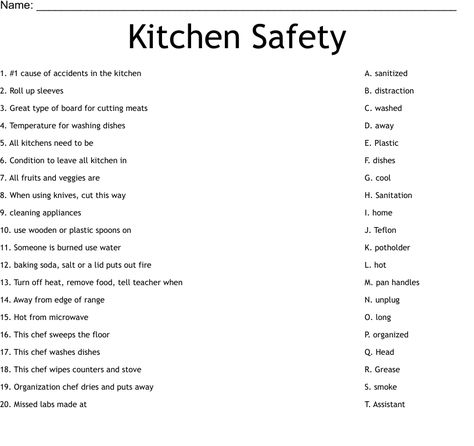 Kitchen Safety Worksheets, Safety In The Kitchen, Safety Worksheets, Matching Worksheets, Kitchen Safety, 20 Questions, All Fruits, Education Level, Plastic Spoons