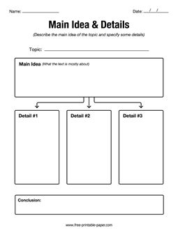 Main Idea And Details Graphic Organizer – Free Printable Paper Main Idea Graphic Organizer Free, Main Idea Graphic Organizer, Main Idea And Details, Free Printable Paper, Graphic Organizer Template, Self Esteem Activities, Organizer Template, Types Of Reading, 2nd Grade Reading