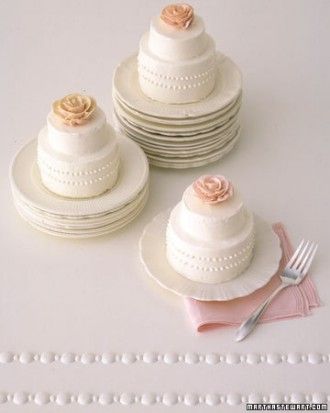 Miniature Rose Cakes: Simple designs, like the luscious buttercream blooms atop these tiny cakes, can make a big impression. Just three inches high, these beauties could be the highlight of a dessert buffet or served at each place at a shower. Individual Wedding Cakes, Buffet Dessert, Bridal Shower Desserts, Mini Wedding Cakes, Tiny Cakes, Wedding Cake Roses, White Cakes, Individual Cakes, Mini Tortillas