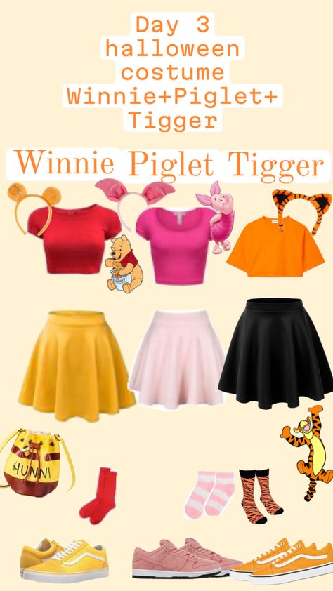 #day3 #winniethepooh+tigre+piglet Diy Piglet Costume Women, Piglet Costume Women, Tigger Disneybound, Halloween Costumes Winnie The Pooh, Piglet Outfit, Disney Halloween Costumes For Women, Disney Characters Halloween Costumes, Piglet Halloween Costume, Piglet Costume