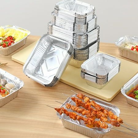 Description: Made from thick food grade material, the tinfoil box is heat-resistant, non-stick, safe and can contact with food directly. It is stackable for easy and convenient storage, these aluminum foil pans will not take up too much space. It keeps your air-fryer or oven mess free. It provides great convenience for cook and housewives. Great for meal prep and food storage, making meals in advance. It is ideal for catering party portions, baking, cakes, pies, cooking, baking and more. It is c Disposable Bbq, Spatula Cake, Gerobak Dorong, Pizza Spatula, Aluminum Foil Pans, Drip Pan, Aluminum Pans, Party Catering, Wardrobe Door