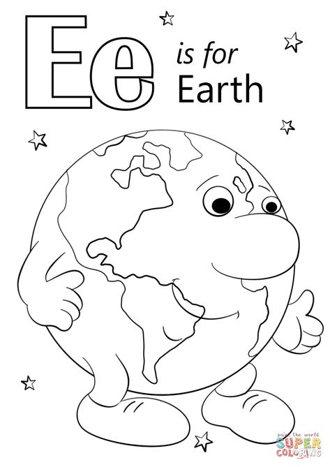 E Is For Craft, Letter E Crafts For Toddlers, Letter E Crafts For Preschoolers, Letter E Crafts, E Is For Earth, Earth Coloring Page, Letter E Activities, Elmo Coloring Pages, Letter E Craft