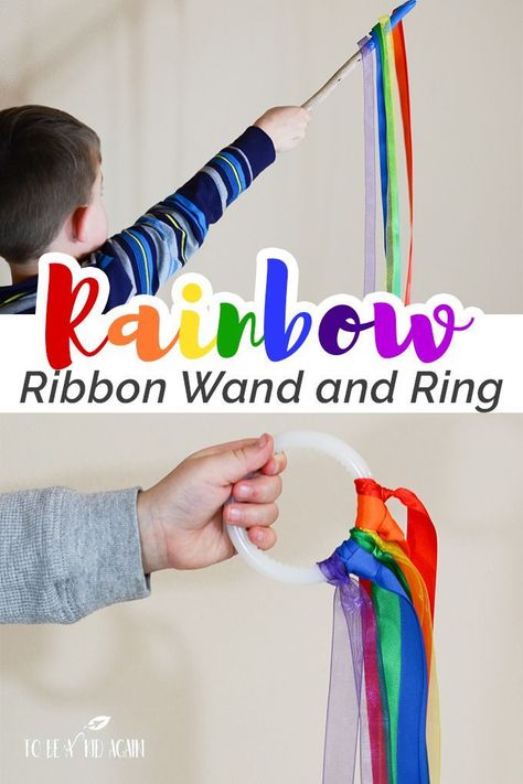 Rainbow Ribbon Streamer Wand and Ring for Movement Activities - Spring Gross Motor - A Rainbow of My Own - So much for fore Preschool, Toddlers, and Older Kids - activity to go with Virtual Book Club For Kids - from To be a Kid Again Music Crafts Preschool, Rainbow Activities, Ribbon Wands, Rainbow Ribbon, Music Crafts, Gross Motor Activities, Lindy Hop, Swing Dancing, Movement Activities