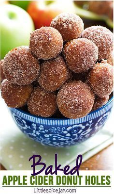 Apple Cider Donut Holes Recipe, Donut Hole Recipe Baked, Apple Cider Donut Holes, Donut Holes Recipe, Donut Hole Recipe, Cider Donuts Recipe, Baked Apple Dessert, Apple Cider Donuts Baked, Dessert Halloween