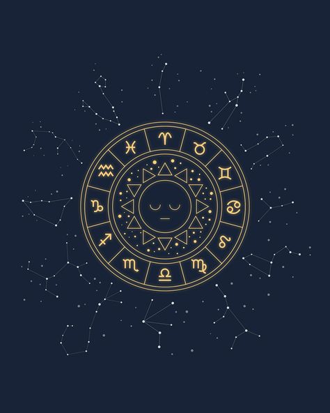 Zodiac Signs on Behance Zodiac Wheel, Alchemy Art, Visual Style, What Day Is It, Sign Dates, Capricorn And Aquarius, Horoscope Signs, Vector Illustrations, Bottle Design