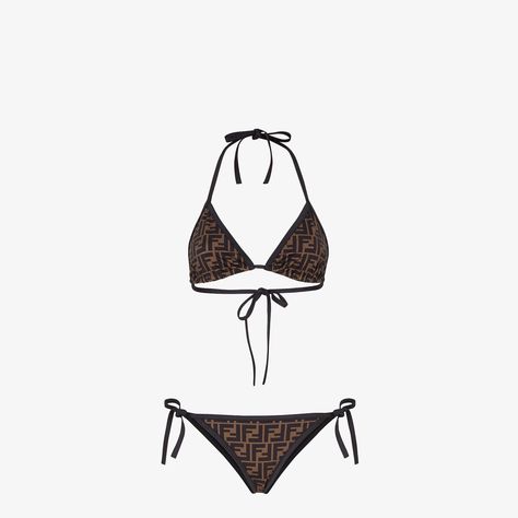 Bikini - Black Lycra® bikini | Fendi Fendi Logo Design, Fendi Store, Bathing Costumes, Miroslava Duma, Bandeau Tops, Scrap Material, Kendall Jenner Outfits, Reversible Bikinis, Barbara Palvin