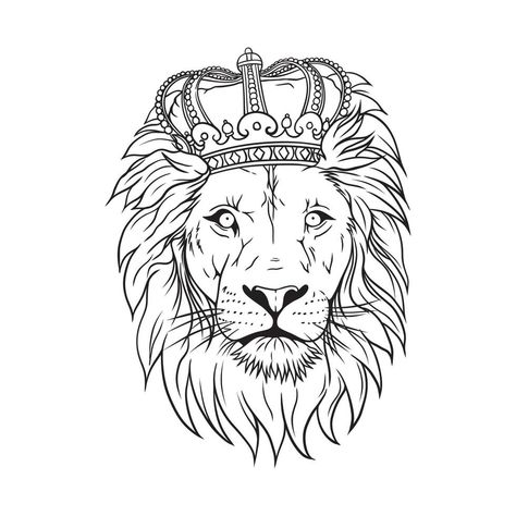 Lion Crown Tattoo Stencil, Lion Wearing Crown Tattoo, Lion With Crown Tattoo Stencil, Lion With Crown Drawing, Lion Head Tattoo Stencil, Lion Tattoo Design Male Arm, Lion Tattoo Outline, Lion With Crown Tattoo Design, Lion Head Outline