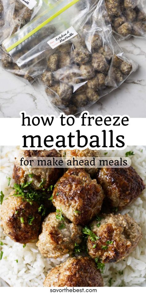 Make meal prep easy with homemade frozen meatballs. This large batch is perfect for quick dinners, they’re flavorful, versatile, and perfect for storing in the freezer! Make Ahead Freezer Meatballs, Large Batch Freezer Meals, Large Batch Meatballs, Meatballs To Freeze, Make Ahead Meatballs, Premade Freezer Meals, Freeze Meatballs, Meatballs Freezer, Pork Freezer Meals