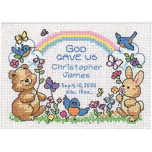 Dimensions "God's Babies" Birth Record Mini Counted Cross Stitch Kit, 7" x 5" Birth Announcement Cross, God Baby, Birth Records, Baby Cross Stitch Patterns, Beautiful Cross Stitch, Baby Cross, Stitch Ideas, Needlework Embroidery, Cross Stitch Baby