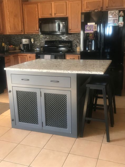 Dog Cage Kitchen Island, Hidden Dog Kennel Diy, Dog Kennel In Kitchen Island, Dog Crate Island, Dog Kennel Kitchen Island, Dog Crate Kitchen Island, Kitchen Island Dog Kennel, Dog Kennel Cabinet, Small Dog Cage