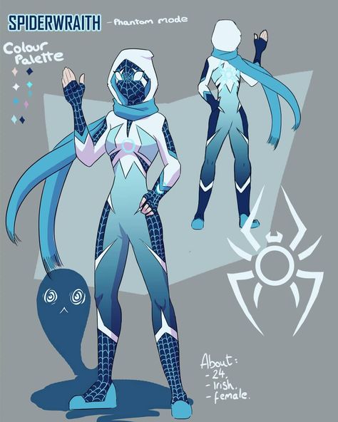 Spiderwomen Suit Design, Spider Man Suits Design Female, Spider Woman Outfit Drawing, Spider Suit Design Oc, Spider Sonas Male, Spider Oc Male, Blue Spidersona, Spidergirl Oc, Spider Woman Suit Concept Art