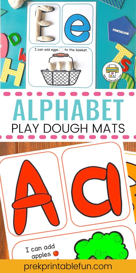 Letter Play Dough Mats Free Printable, Alphabet Playdough Mats Free, Playdough Letter Mats, Alphabet Playdough Mats, Playdough Letters, Pom Pom Letters, Learning Centers Preschool, Play Dough Mats, Activity Preschool