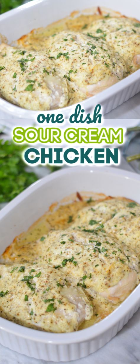 Sour Cream Chicken - baked chicken smothered in a sour cream sauce is a family loved chicken recipe. So easy  & delicious! Low Carb and KETO friendly. Cream Chicken Recipes, Cream Chicken, Sour Cream Chicken, Sour Cream Sauce, Cook Chicken, Easy Oven, Baked Chicken Breast, Best Chicken Recipes, Mango Salsa