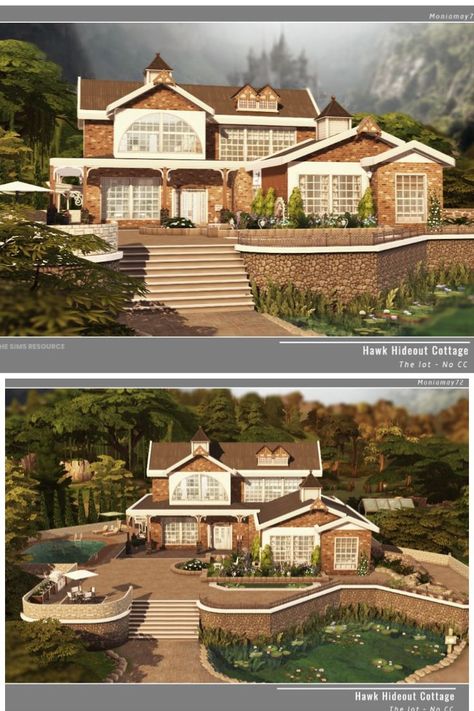 Sims 4 Family House, Sims 2 House, Sims 4 Cottage, Sims 4 Houses Layout, Lotes The Sims 4, Large Cottage, The Sims 4 Lots, Modern Family House, Sims Freeplay Houses