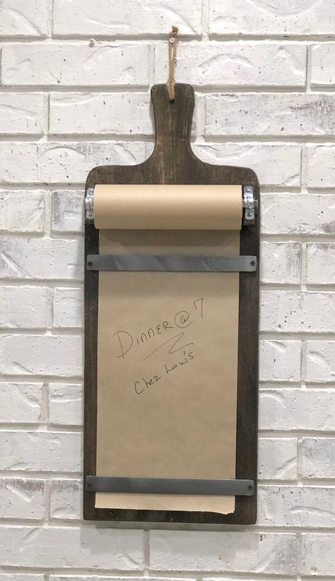 Kitchen Memo Board, Newly Remodeled Kitchens, Country Style Kitchen, Reclaimed Pallet Wood, Board Decoration, Memo Board, Paper Roll, Wooden Board, Wooden Decor