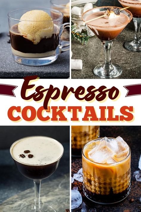 These potent espresso cocktails will make you feel like a true bartender! From martinis to white Russians to Irish coffees, these drinks will perk you right up! Espresso Liquor Drinks, Espresso Alcoholic Drink, Baileys Espresso Creme Drinks, Coffee Liquor Drinks, Espresso Cocktails, Kahlua Drinks, Espresso Vodka, Homemade Kahlua, Cocktails To Make At Home