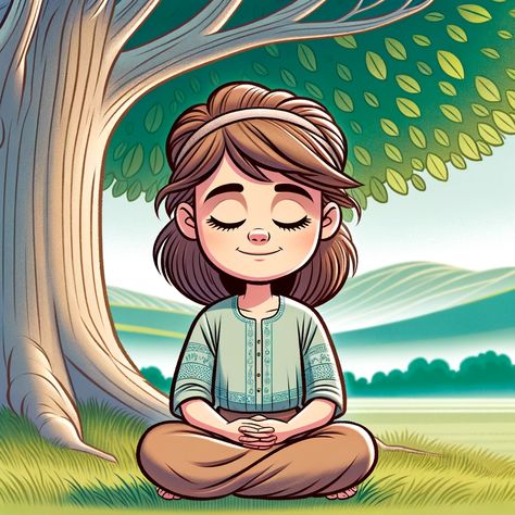 Face Eyes Closed, Peace Cartoon, Being A Teenage Girl, Calm Landscape, Meditation Pose, Meditation Poses, Girl Cartoon Characters, Cartoon Eyes, Animation Tutorial