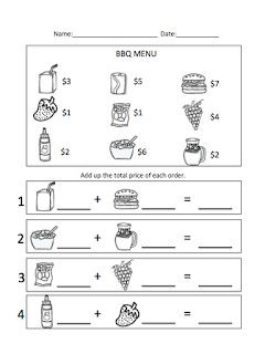 Menu Math, Math Money, Money Math Worksheets, Consumer Math, Teaching Money, Life Skills Classroom, Money Math, Money Worksheets, Money Skills