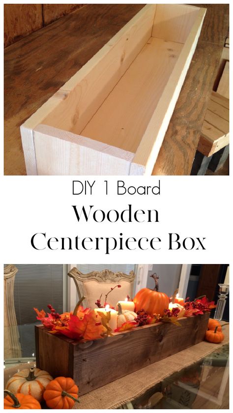 Long Wood Box, Easy Diy Gift Ideas, Wood Box Decor, Wooden Box Centerpiece, Wood Box Centerpiece, Wooden Box Diy, Diy Centerpiece, Wooden Centerpieces, Easy Diy Ideas