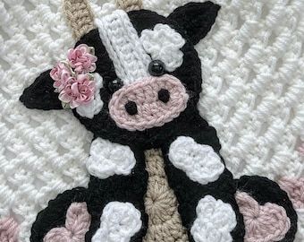 Nella's Cottage Crochet, Crochet Blanket Applique, Crochet Cow Applique, Crochet Cow Applique Pattern Free, Cow Blanket Crochet Pattern Free, Crochet Cow Blanket Pattern Free, Cow Print Crochet, Crochet Cow Blanket, Crocheted Cow