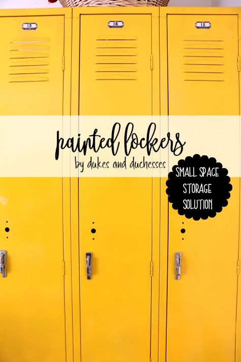 Using Lockers In Home, Lockers In Home, Locker Refurbished Diy Projects, How To Paint Metal Lockers, Painted Lockers Ideas, Locker Painting Ideas, School Lockers Repurposed, Painting Lockers, Old Lockers Repurposed