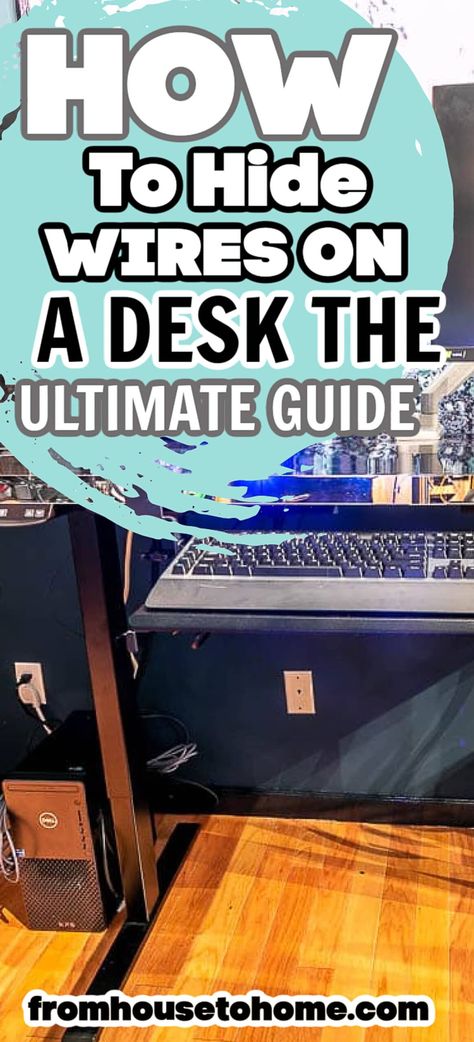 Here's how to hide unsightly wires on and under your desk. Best computer management solutions to hide all those wires in no time. Cable Management Ideas, Hide Computer Cords, Cable Management Diy, Desk Home Office Ideas, Hide Electrical Cords, Desk Cable Management, Blue Home Offices, Hidden Desk, Electric Sit Stand Desk