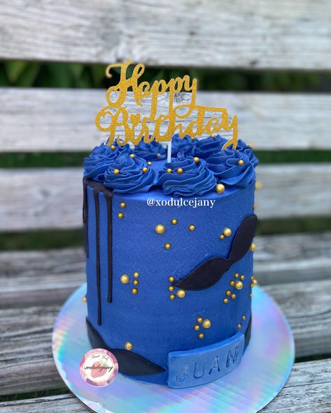 Half Drip Cake Ideas, Half Drip Cake, Blue Drip Cake, Cake For Men, Mustache Birthday, Blue Cakes, Drip Cake, Cakes For Men, Cool Birthday Cakes