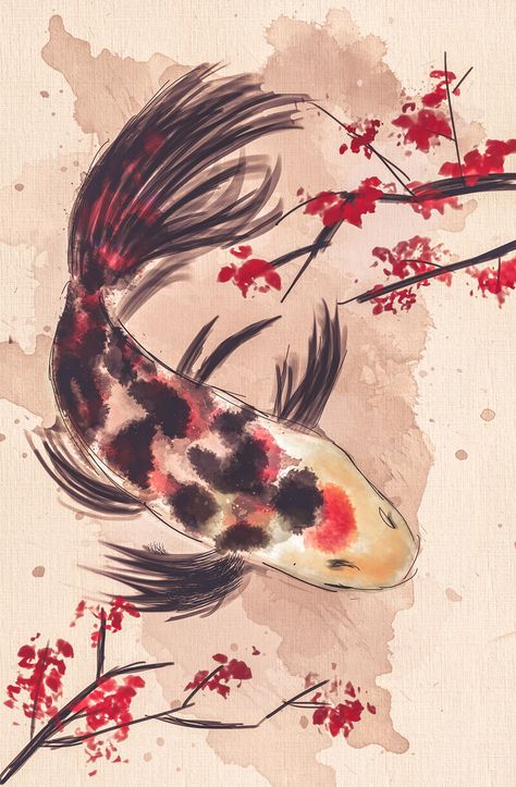 ArtStation - Koi Koi Fish Poster, Fish Posters, Fish Poster, Japanese Fish, Photo Wall Collage, Fish Painting, Fish Print, Koi Fish, Graphic Poster