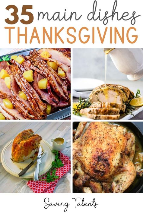 This Thanksgiving feast, serve more than just turkey as the main course!  We've collected a bunch of recipes for main dishes made from meat that you can serve on Thanksgiving . There are also about a million and one ways to make turkey.   These Thanksgiving main dish ideas can be as easy or healthy as you want.   #thanksgiving #thanksgivingrecipes