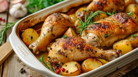 Muslos de pollo al horno tiernos y jugosos Health Food, Pizza, Healthy Recipes, Pizzas