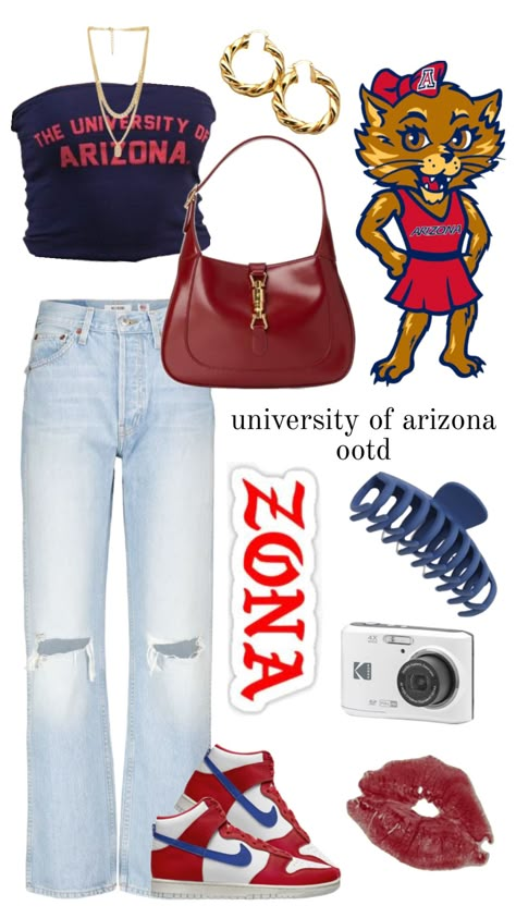 #universityofarizona #outfitinspo #tailgateoutfit #footballgame #outfitideas #uofa U Of Arizona, Tailgate Outfit, College Game Days, The University Of Arizona, College Fits, Game Day Outfit, Dream School, University Of Arizona, Gameday Outfit