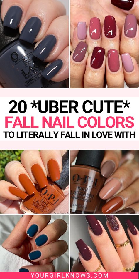 Looking for the perfect fall nail colors? Look no further! These 20 cuties are sure to give you all the autumn vibes. Get your seasonal mani game ready with these must-haves! Click now to discover the best shades for Fall. Cute Fall Nail Colors, Fall Nail Colors Opi, Fall Toe Nails, Fall Pedicure, Dip Nail Colors, Popular Nail Colors, Cute Nail Colors, Nail Polish Colors Fall, Toe Nail Color