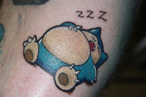 Snorlax by ~AccessFlux Snorlax Tattoo, Snorlax Sleeping, Nintendo Tattoo, Pokemon Snorlax, Clever Tattoos, Pokemon Tattoo, Facial Tattoos, Mother Daughter Tattoos, Cartoon Tattoos