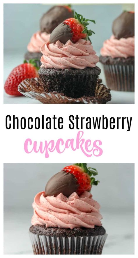 Cupcakes With Chocolate Strawberries, Chocolate Dipped Strawberry Cupcakes, Chocolate Cupcakes With Strawberry Icing, Chocolate Cupcake Strawberry Frosting, White Chocolate Strawberry Cupcakes, Cupcake With Strawberry On Top, Chocolate Strawberry Cupcakes, Chocolate Covered Strawberry Cheesecake, Flourless Chocolate Torte