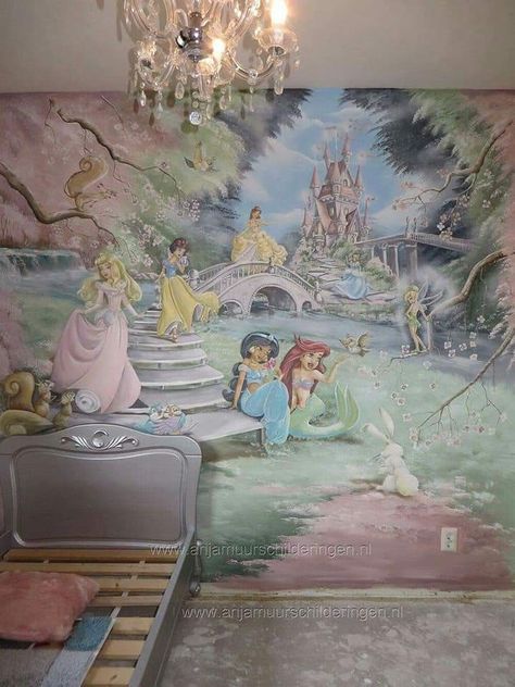 Princess Mural, Cinderella Room, Disney Mural, Castle Mural, Disney Princess Room, Disney Room Decor, Disney Furniture, Baby Room Themes, Disney Rooms